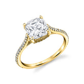 Cushion Cut Classic Hidden Halo Engagement Ring - Steffi